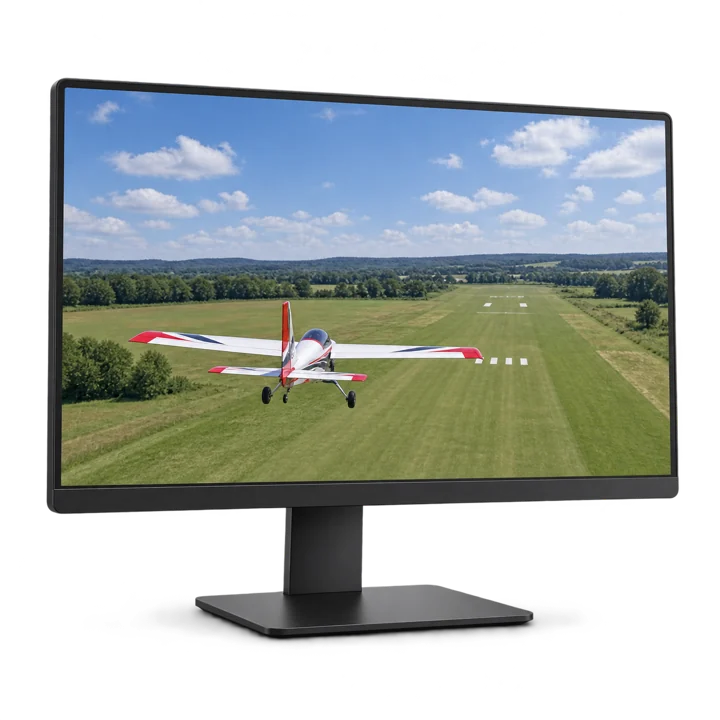 Märkesneutral illustration av en datorskärm med flygsimulator